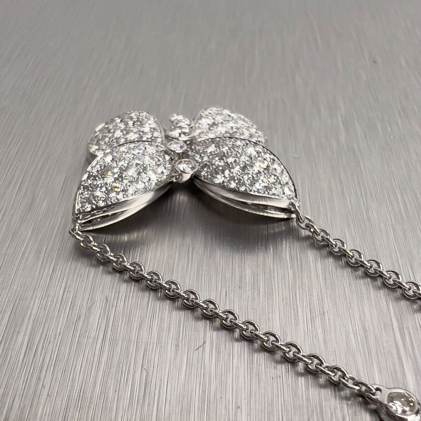 GRAFF Butterfly 18k White Gold Round & Baguette Diamond Necklace D-E VS 17.5"