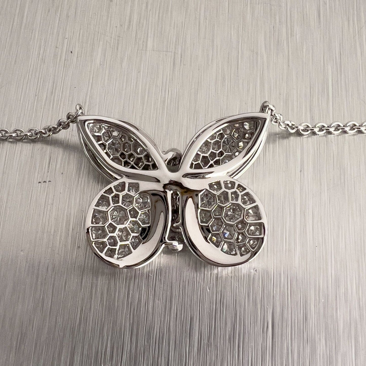 GRAFF Butterfly 18k White Gold Round & Baguette Diamond Necklace D-E VS 17.5"