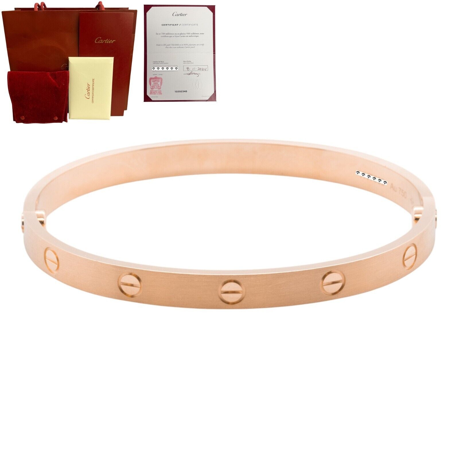 2024 NEW STYLE Cartier Love BRUSHED 18k Rose Gold Bracelet Size 19