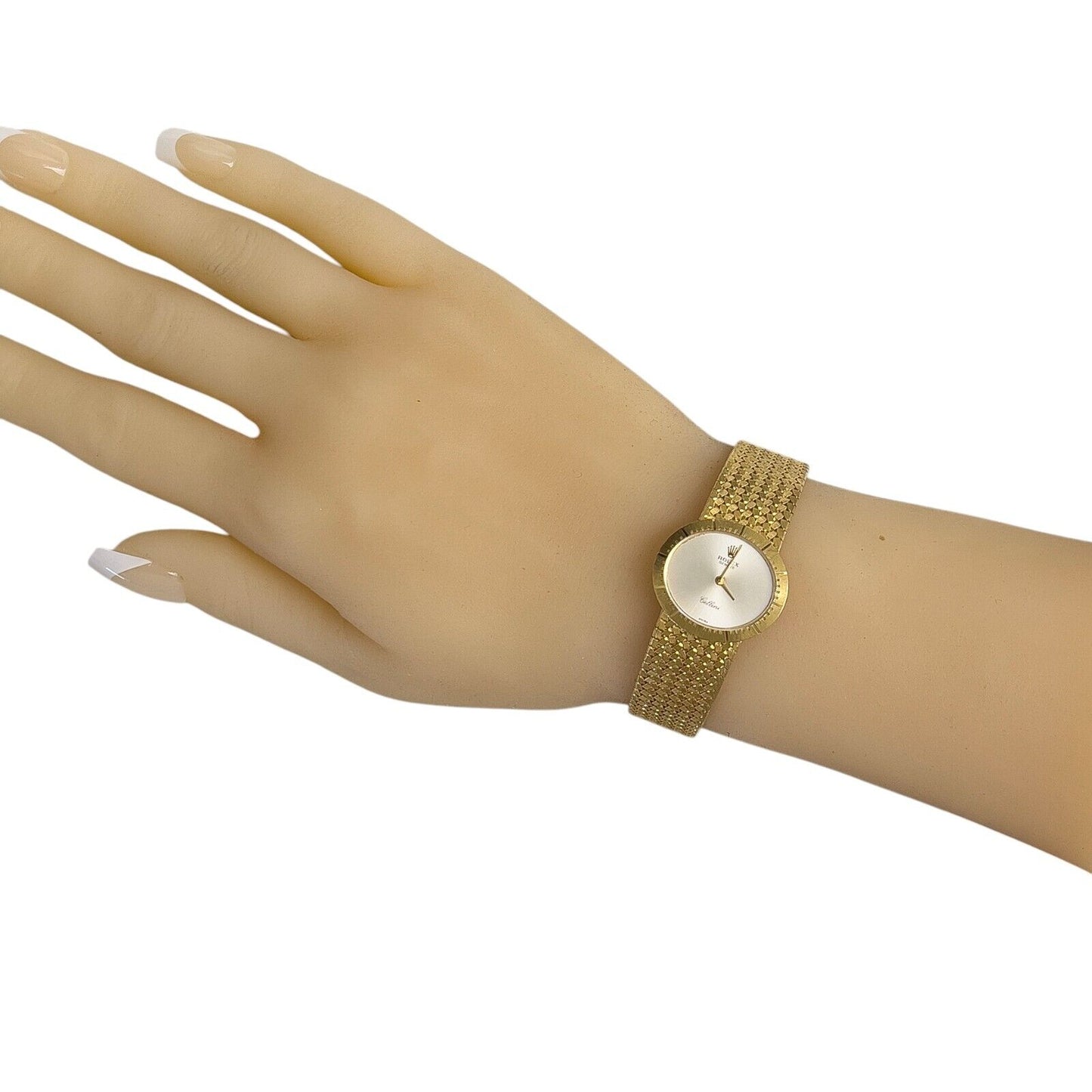 1975 Rolex Cellini 4071 18k Yellow Gold Silver Dial 26mm Oval Watch Cal. 1600