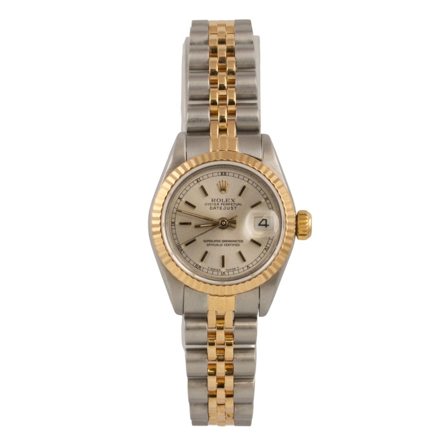 Rolex DateJust 69173 Two Tone Steel & 18k Gold Silver Dial 26mm Ladies Watch