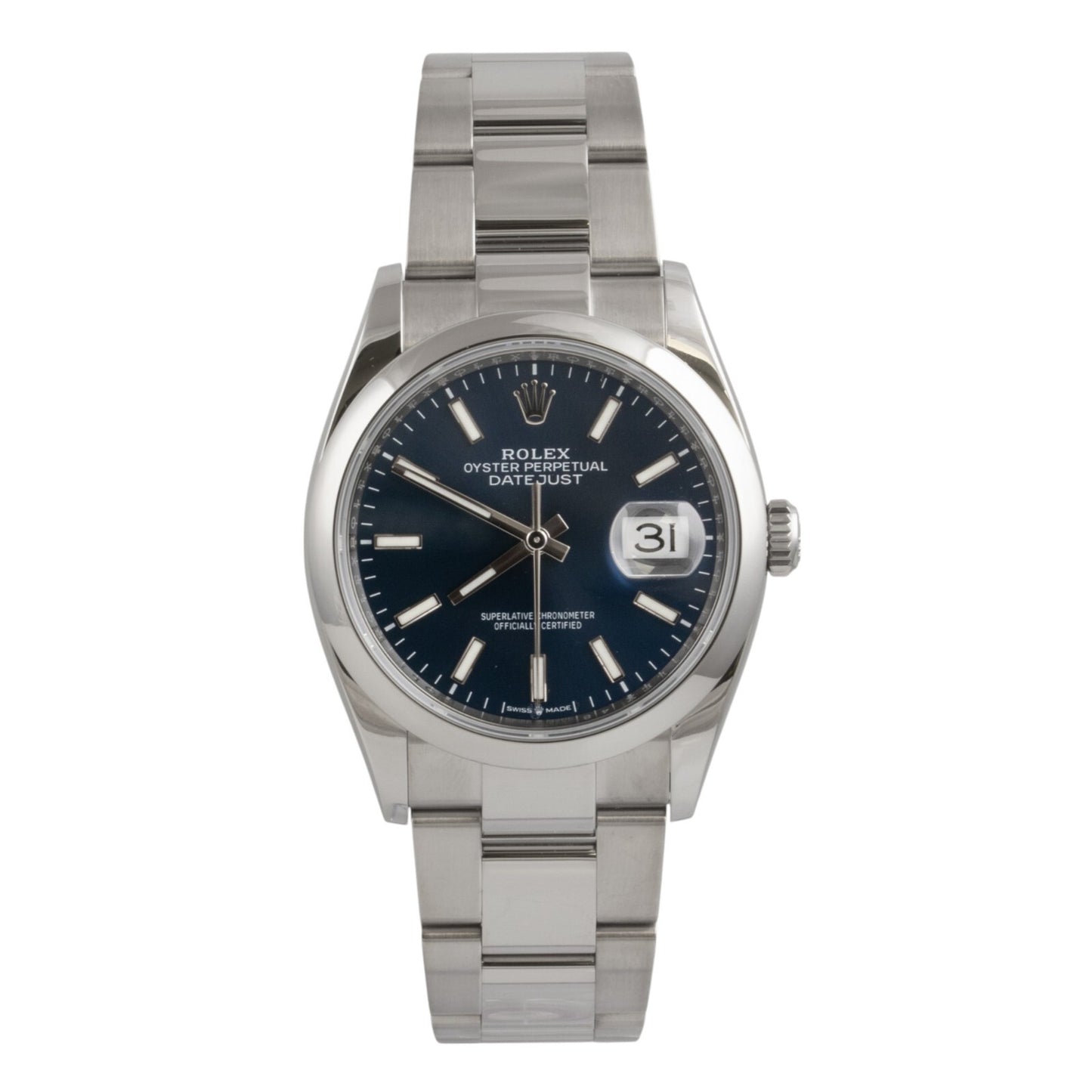 Rolex DateJust 126200 36mm Stainless Steel BLUE Dial Watch 2021 BOX + PAPERS