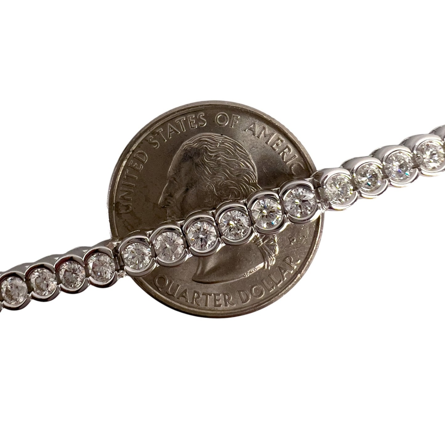 14k White Gold Diamond Half Bezel Tennis Bracelet 5.12ctw G SI1 7.25" 22.0g