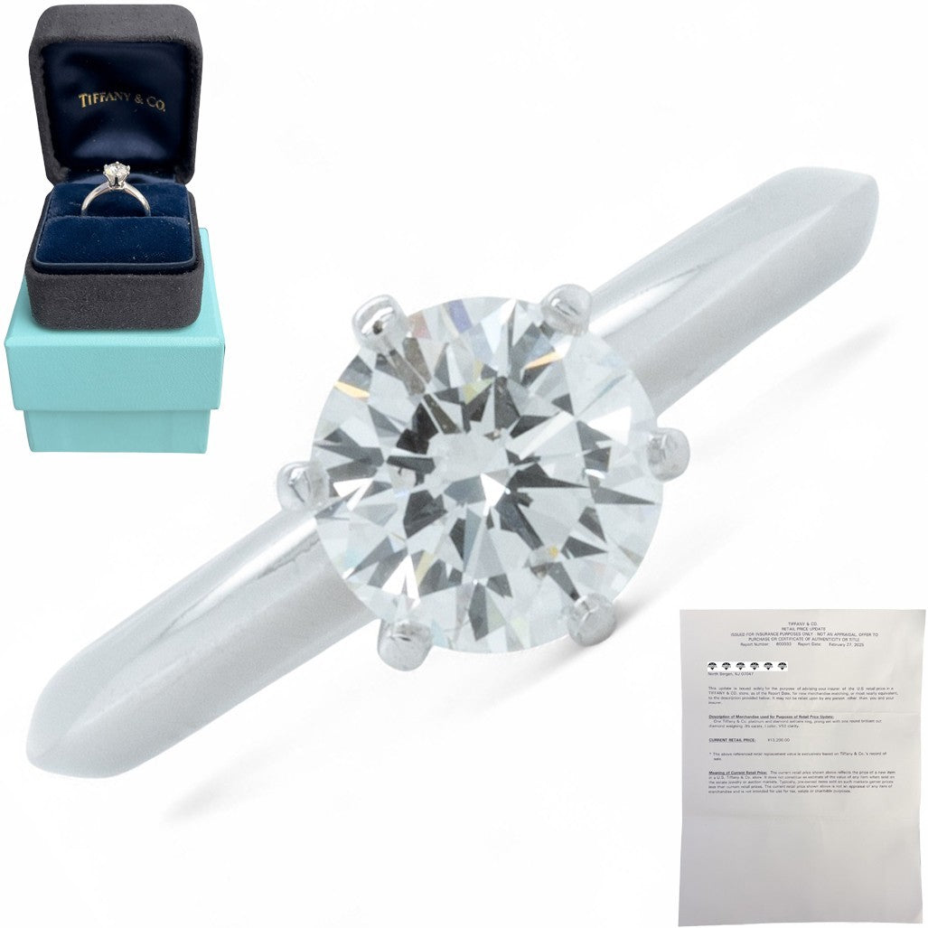 Tiffany & Co. 950 Platinum Diamond Engagement Ring 0.95ct I VS2