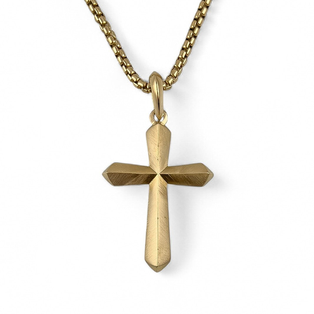 David Yurman Roman Cross 18k Yellow Gold Amulet Pendant Box Chain