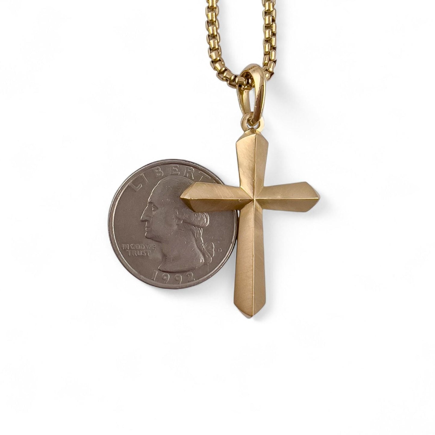 David Yurman Roman Cross 18k Yellow Gold Amulet Pendant Box Chain Necklace 24"