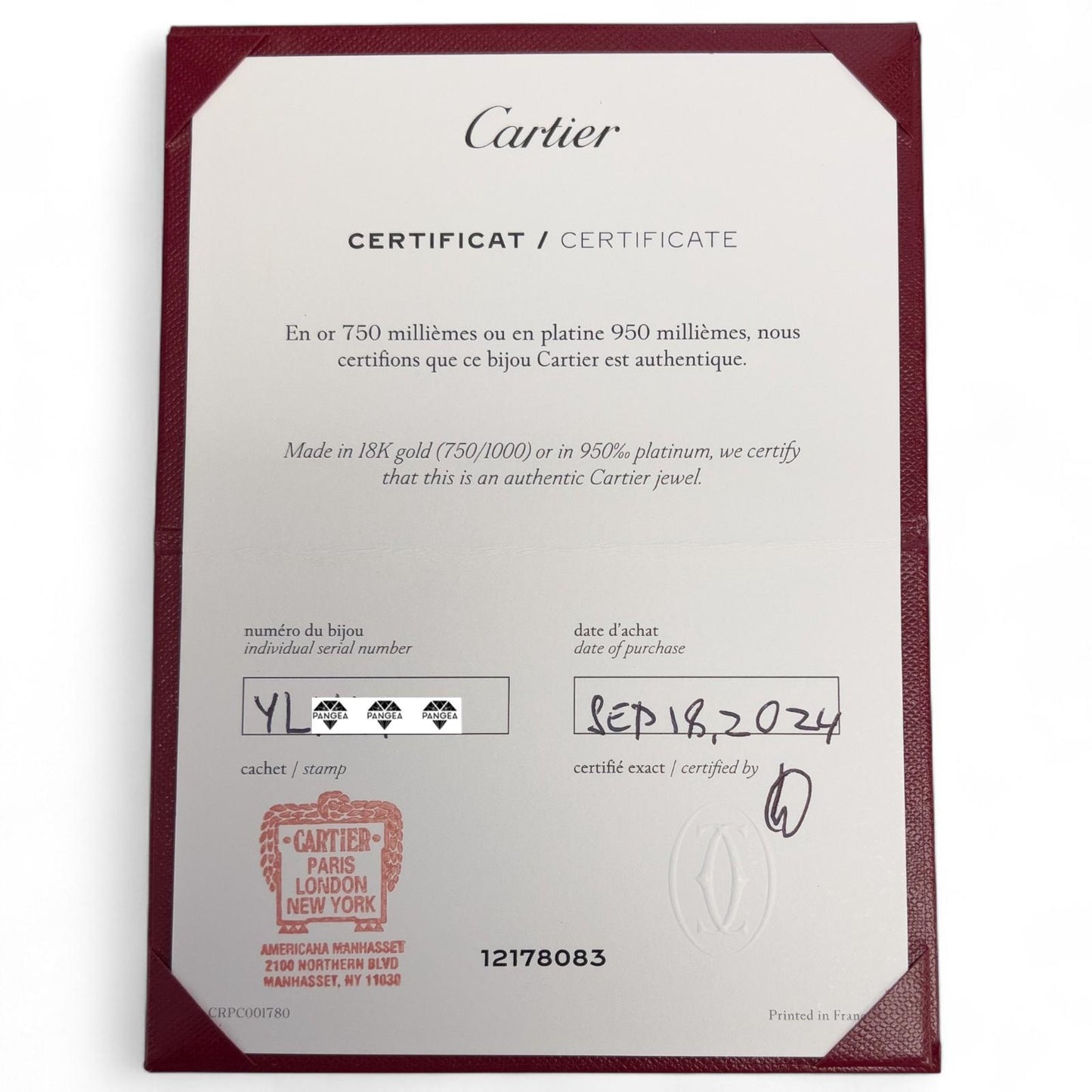 Cartier Small Love Pave Diamond 18k White Gold 5MM Ring Size 56 US 7.5 BOX CERT