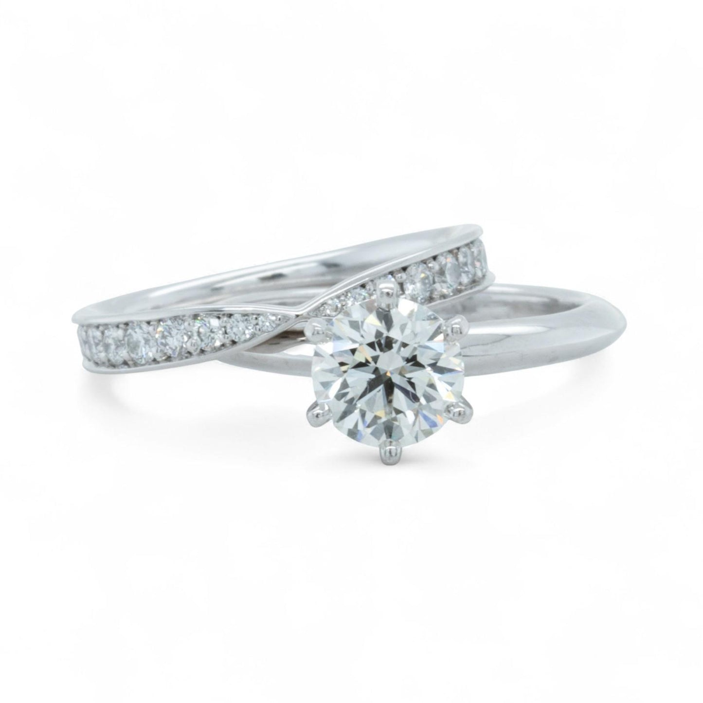 Tiffany & Co Platinum Diamond Engagement Wedding Ring Set 0.93ct I VVS2 BOX CERT