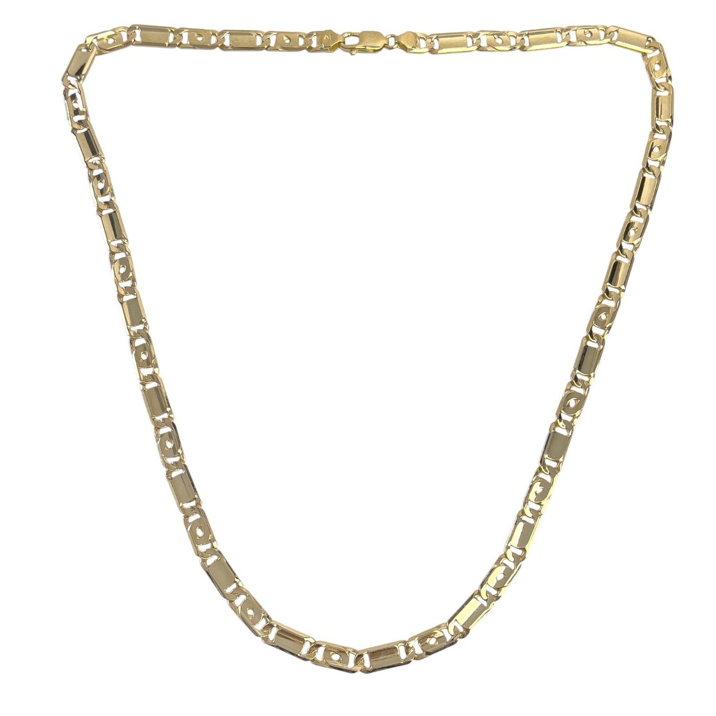 Y.T. 14k Yellow Gold Tiger Eye Link 6.80mm Chain Necklace 51.9g 24" ITALY