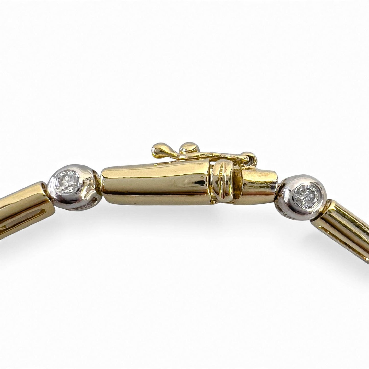 14k Yellow & White Gold 14 Diamond Station Bar Link Bracelet 0.86ctw G-H SI2 12g