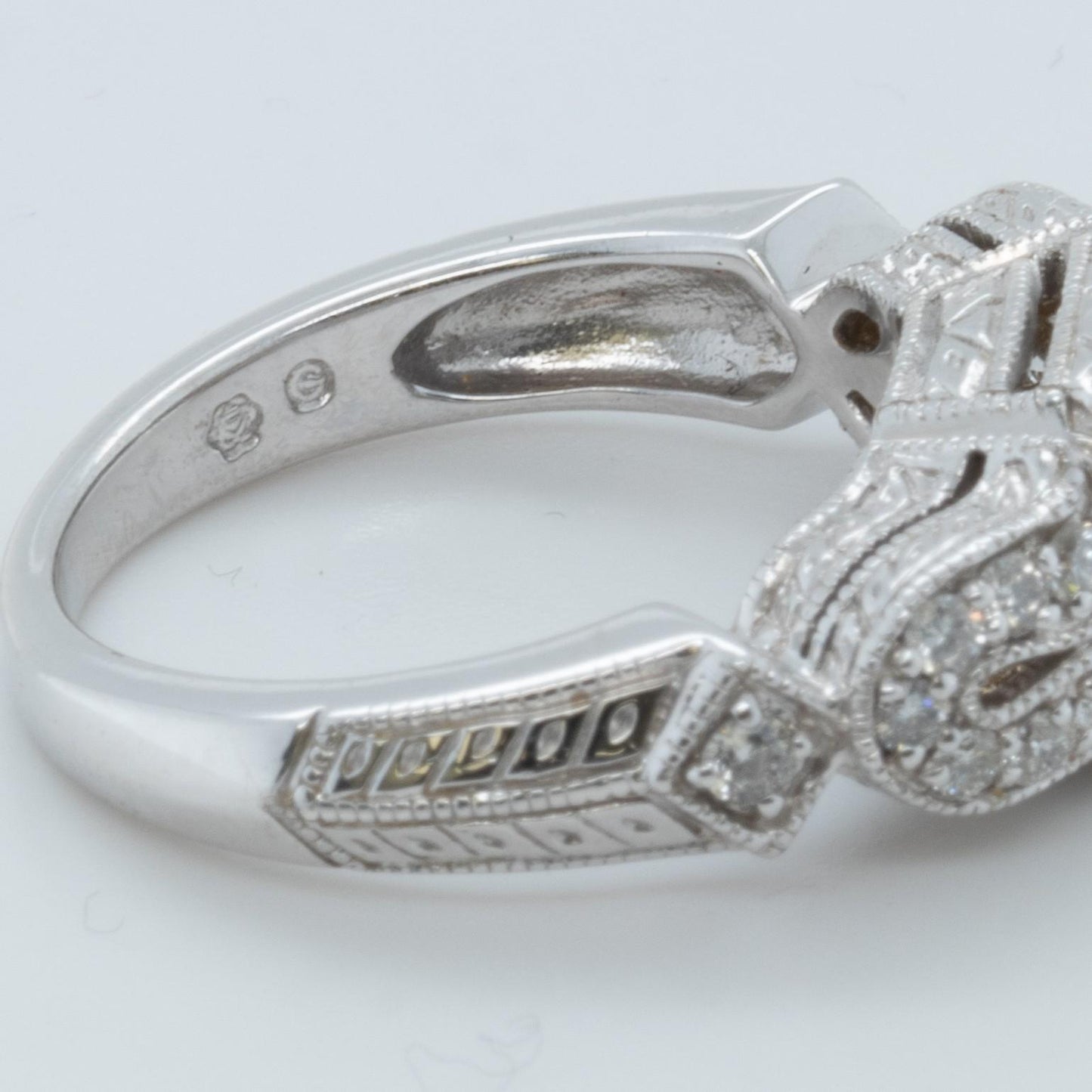 14k White Gold Princess Cut Diamond Halo Engagement Ring 0.60ctw H SI2 Size 7.25