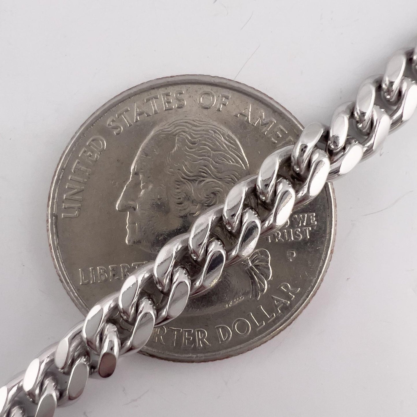 14k White Gold Cuban Link 5.00mm Chain Double Safety Lock Necklace 20" 42.6g