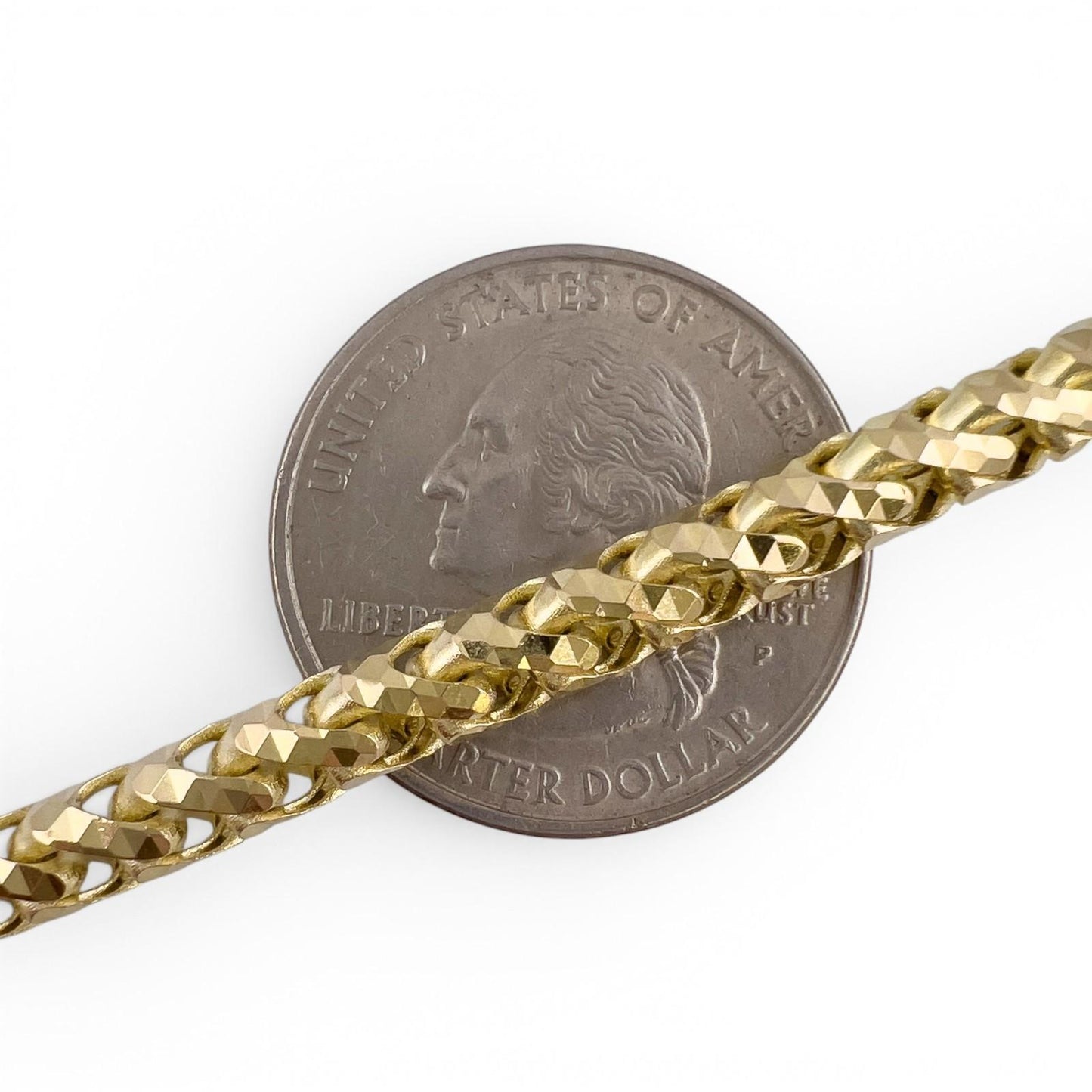 14k Yellow Gold Diamond Cut Franco Link 4.7mm Chain Push Lock Necklace 26" 44.2g