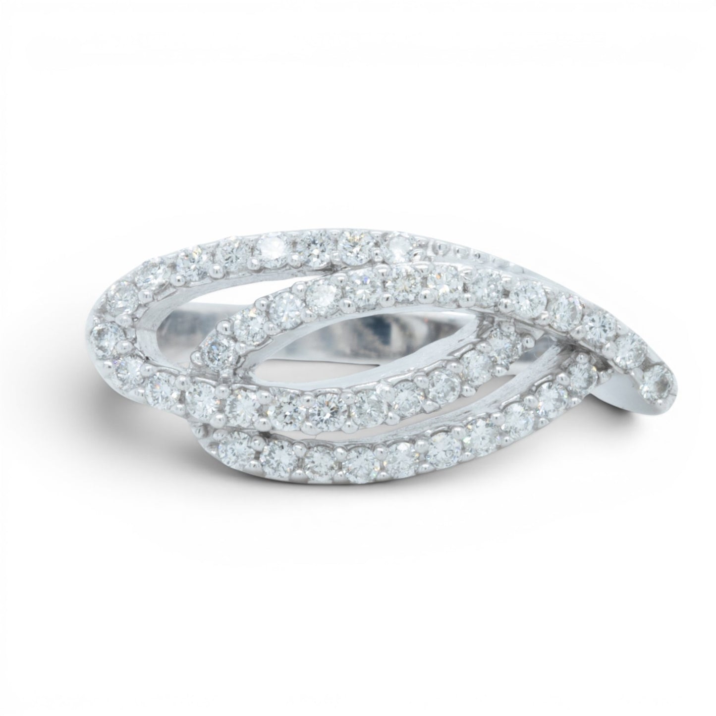 14k White Gold Diamond Intertwined Multi Row Ring 0.75ctw H VS2-SI1 6.1g Size 9