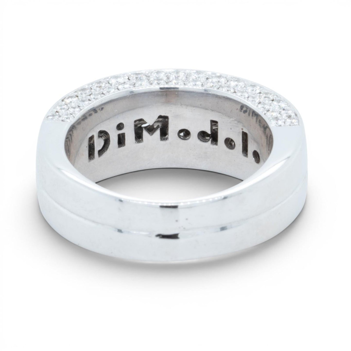 Di Modolo Herringbone 18k White Gold Diamond Men's Ring Size 8 1.05ctw F VS1
