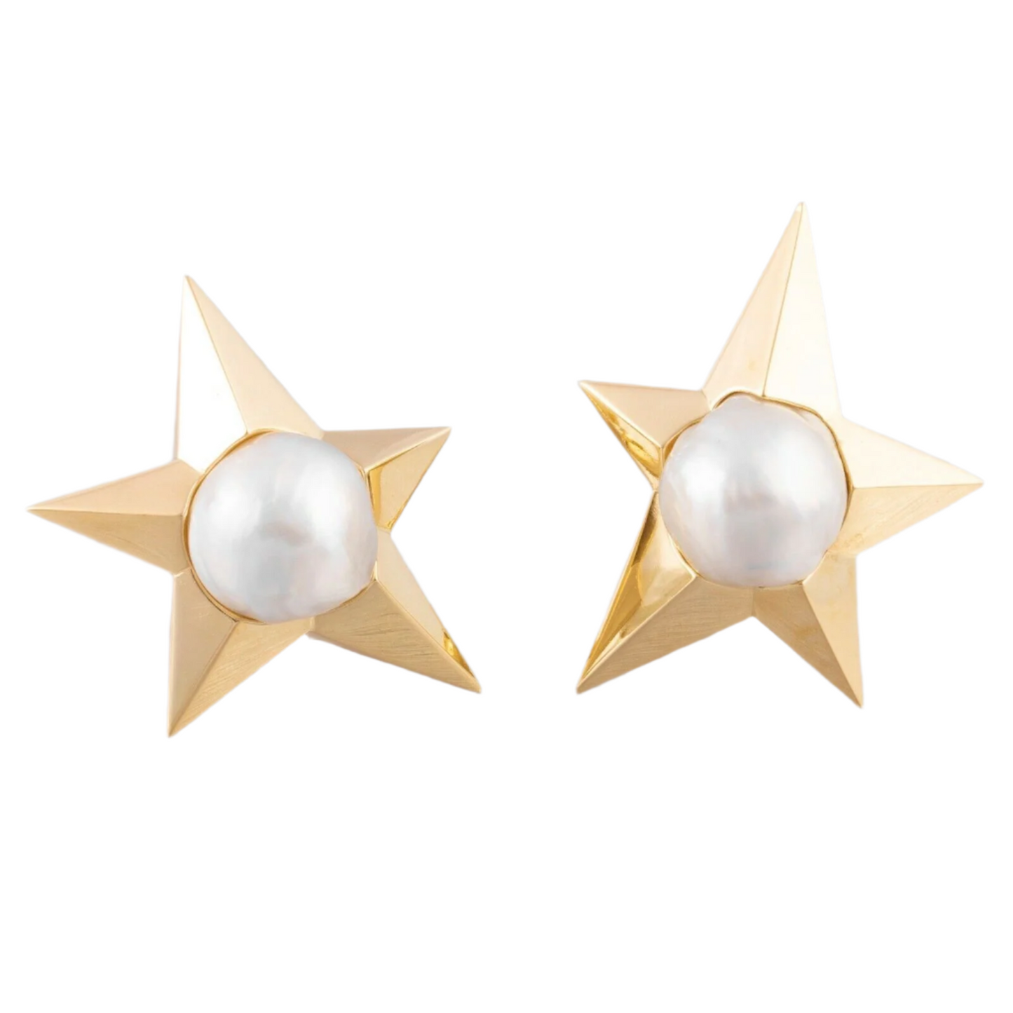 Pedro Boregaard 18k Yellow Gold Pearl Moon & Star Clip-on Earrings RETAIL $9,900