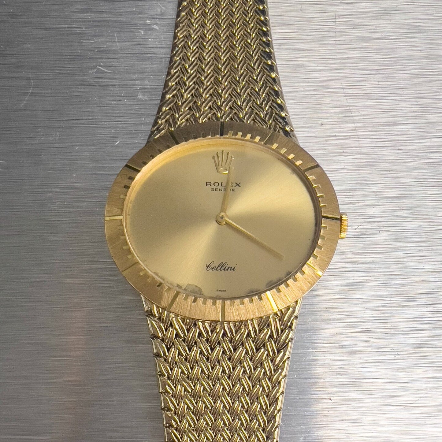 Rolex Cellini 4083 Cal. 1601 14k & 18k Yellow Gold Champagne Dial 29x33mm Watch