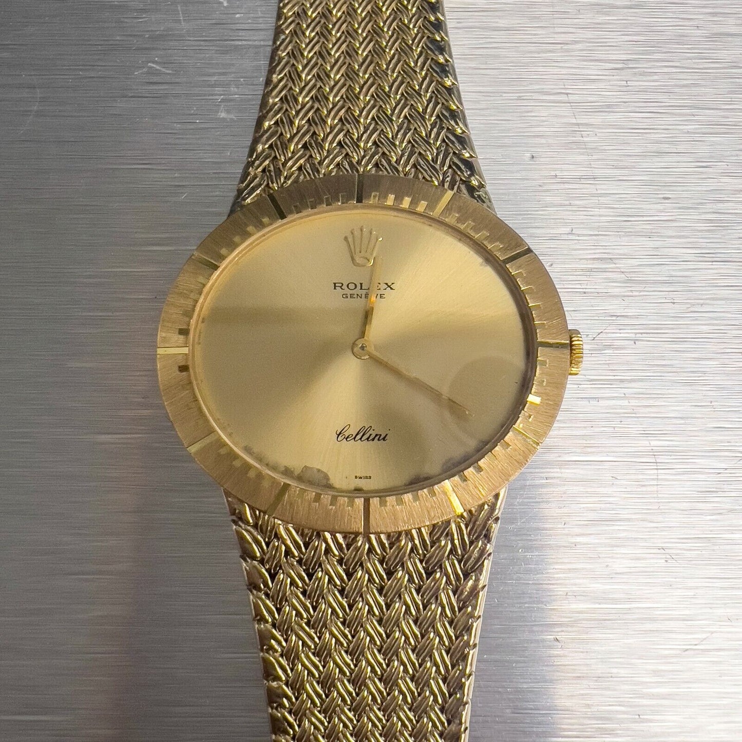 Rolex Cellini 4083 Cal. 1601 14k & 18k Yellow Gold Champagne Dial 29x33mm Watch