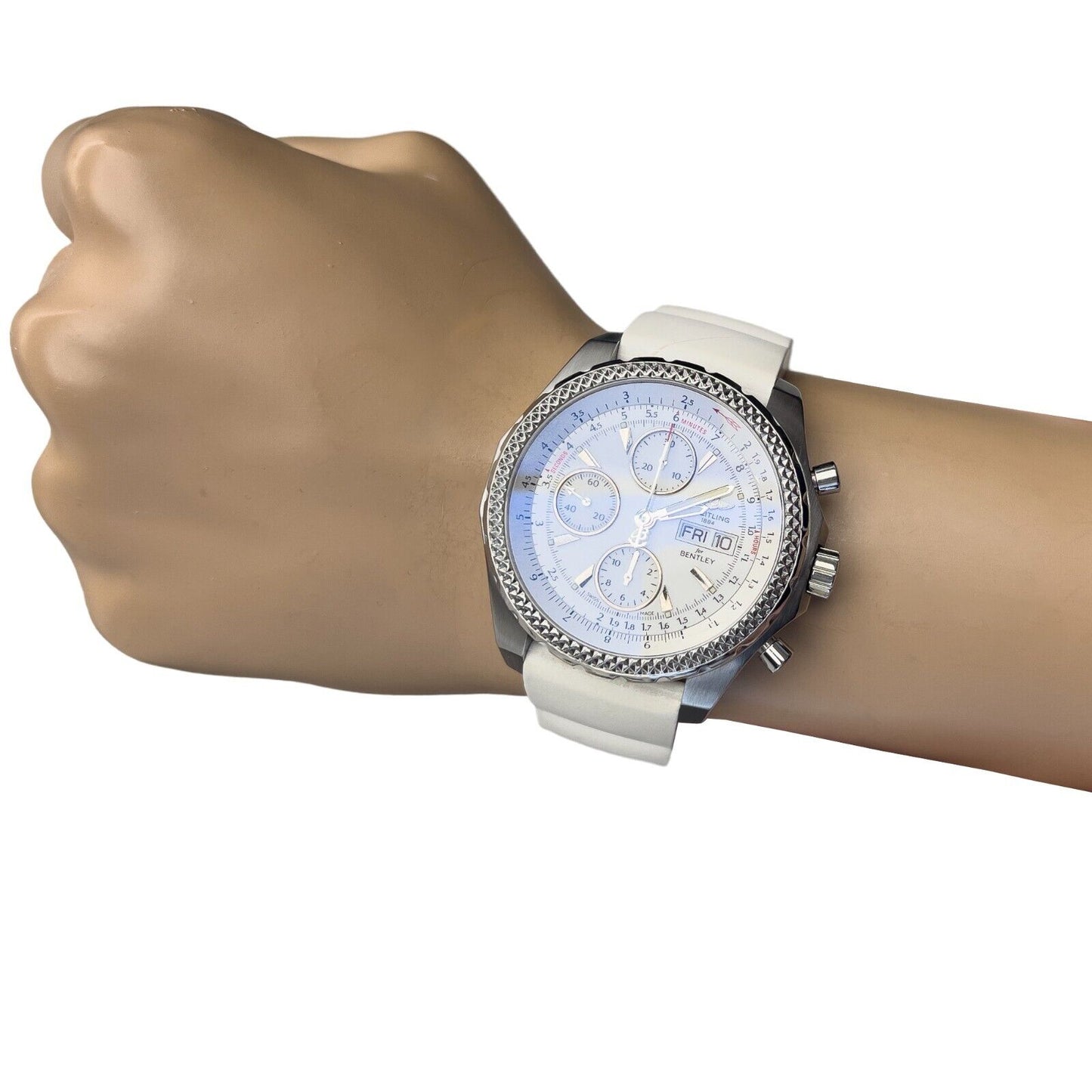 Breitling for Bentley GT Racing Stainless White Rubber 44mm Watch A13363 BOX