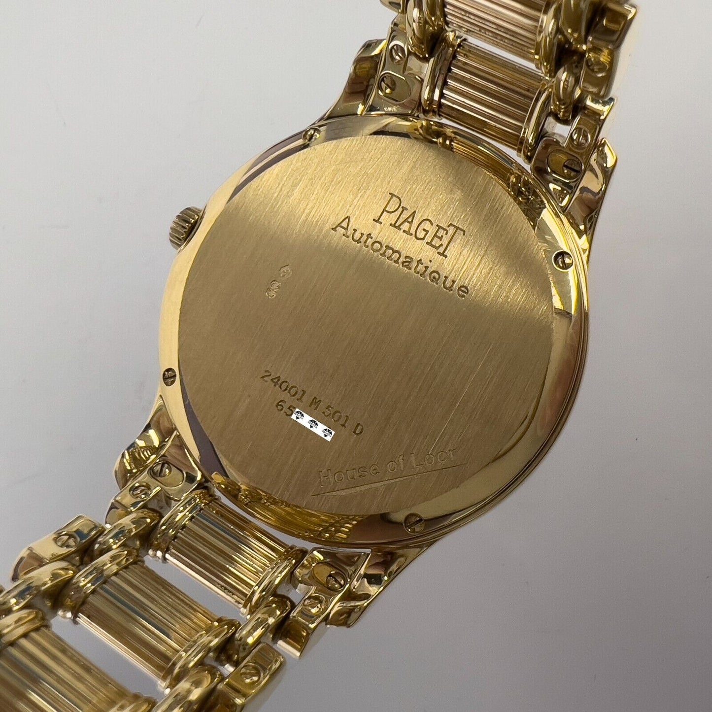 Piaget Polo Date 24001 M 501 D 18k Yellow Gold White Dial 33.5mm Watch w/ BOX