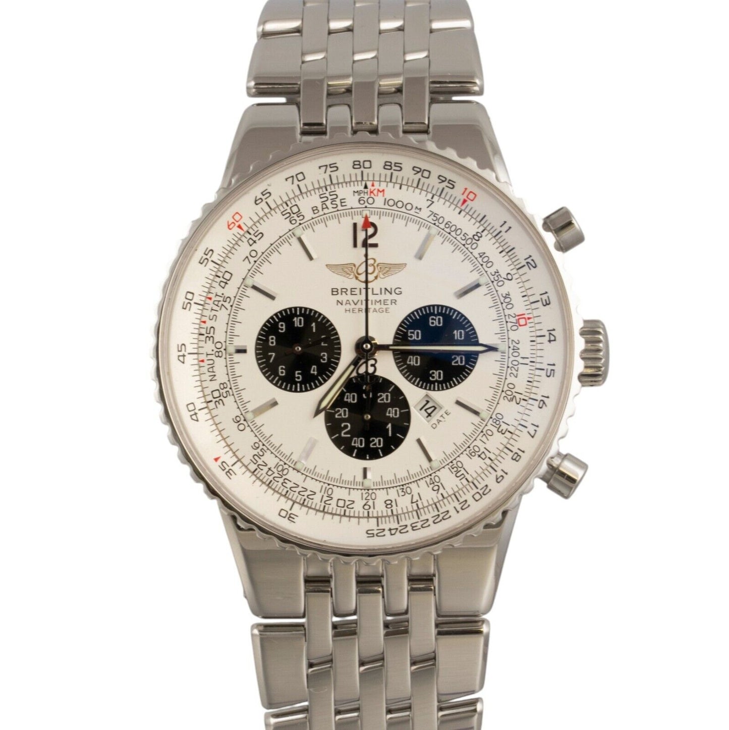 Breitling Navitimer Heritage A35340 Flyback Chrono Silver Panda 43mm BOX PAPERS