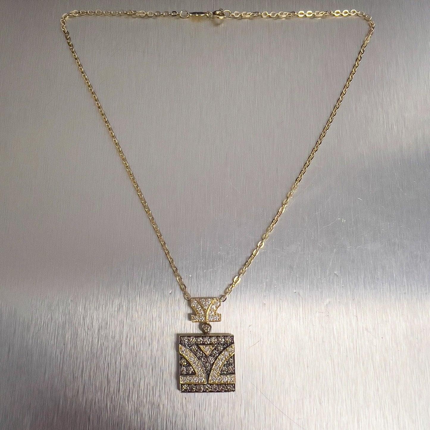 Levian Signature Logo 18k Yellow Gold Chocolate Diamond Pendant 1AR Necklace 16"
