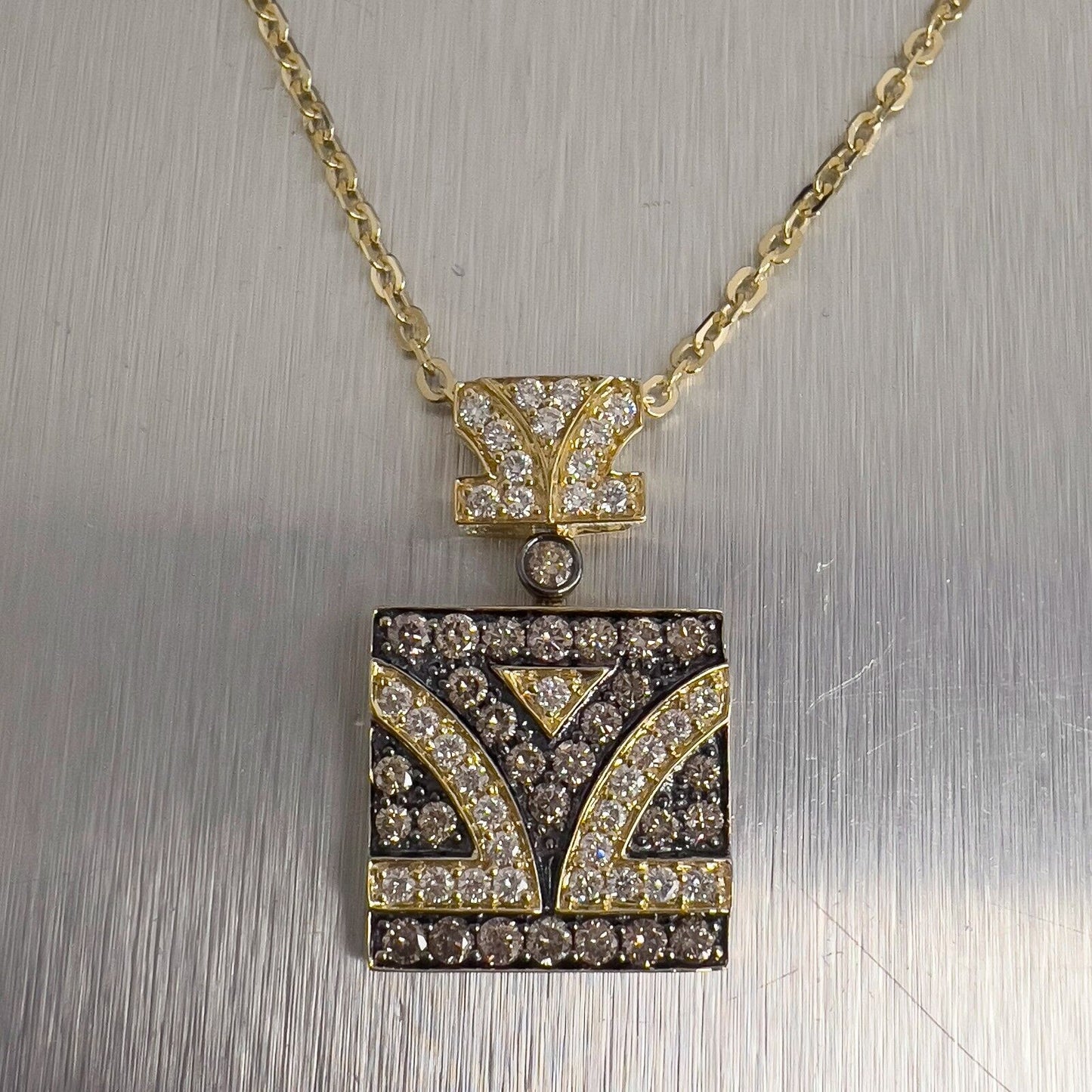 Levian Signature Logo 18k Yellow Gold Chocolate Diamond Pendant 1AR Necklace 16"