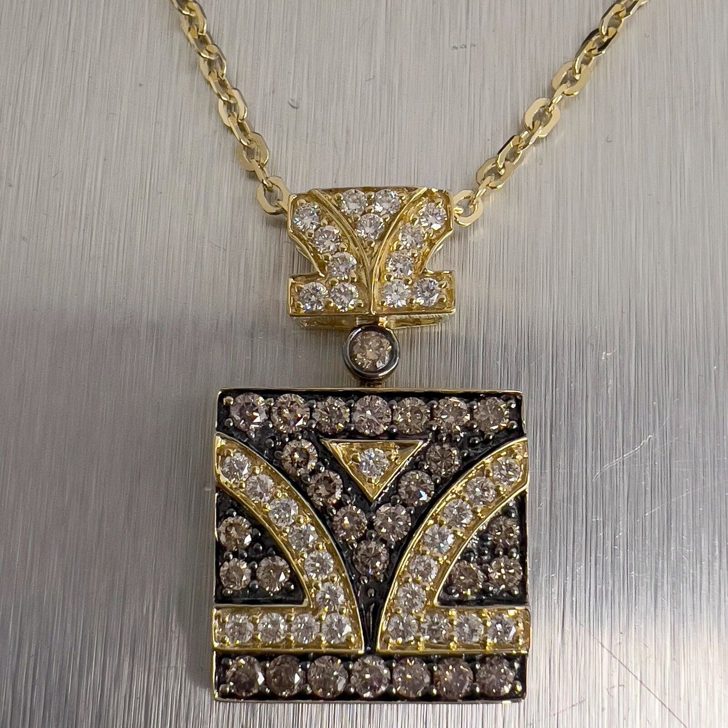 Levian Signature Logo 18k Yellow Gold Chocolate Diamond Pendant 1AR Necklace 16"