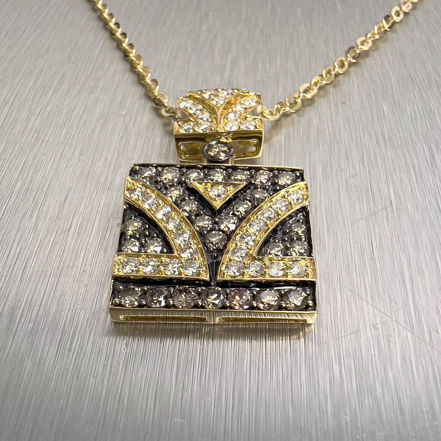 Levian Signature Logo 18k Yellow Gold Chocolate Diamond Pendant 1AR Necklace 16"