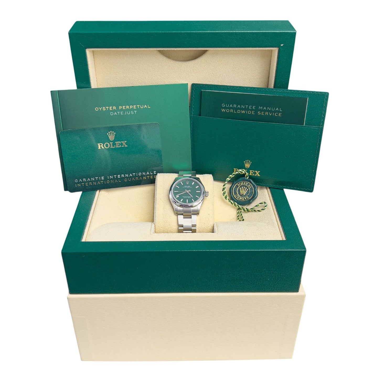Rolex Oyster Perpetual 277200 Stainless Steel GREEN Dial 31mm Ladies BOX PAPERS