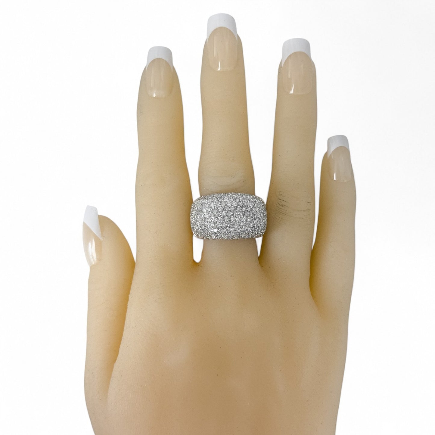 18k White Gold Pave Diamond Dome Cocktail Ring 1.12ctw G-H SI1-SI2 16.2g SZ 8.5