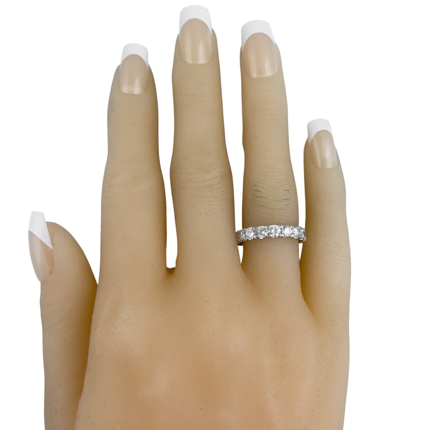 Platinum 950 Round Diamond 18 Stone Eternity Band 3.03ctw G-H VS1 Ring Size 5.75