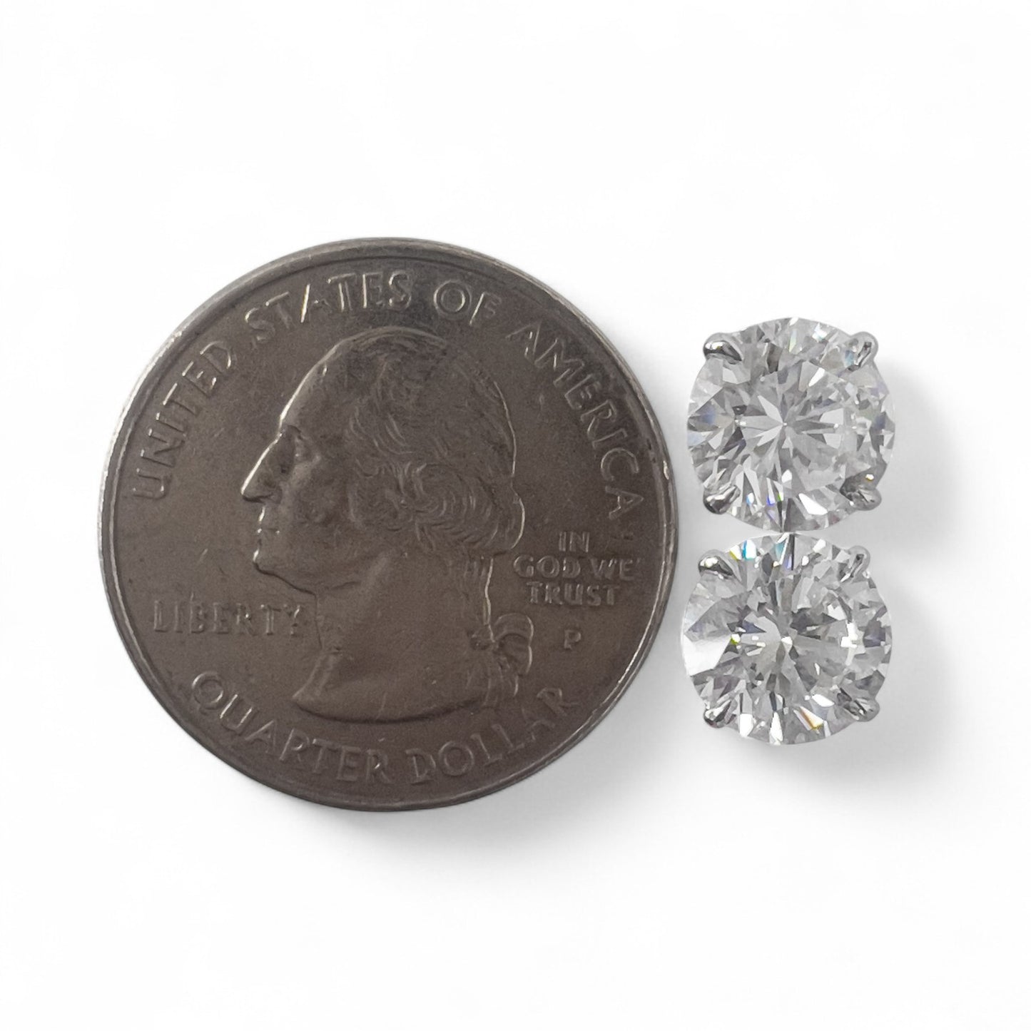 GIA 14k White Gold Round Diamond 4 Prong Martini Stud Earrings 4.32ctw F VS2