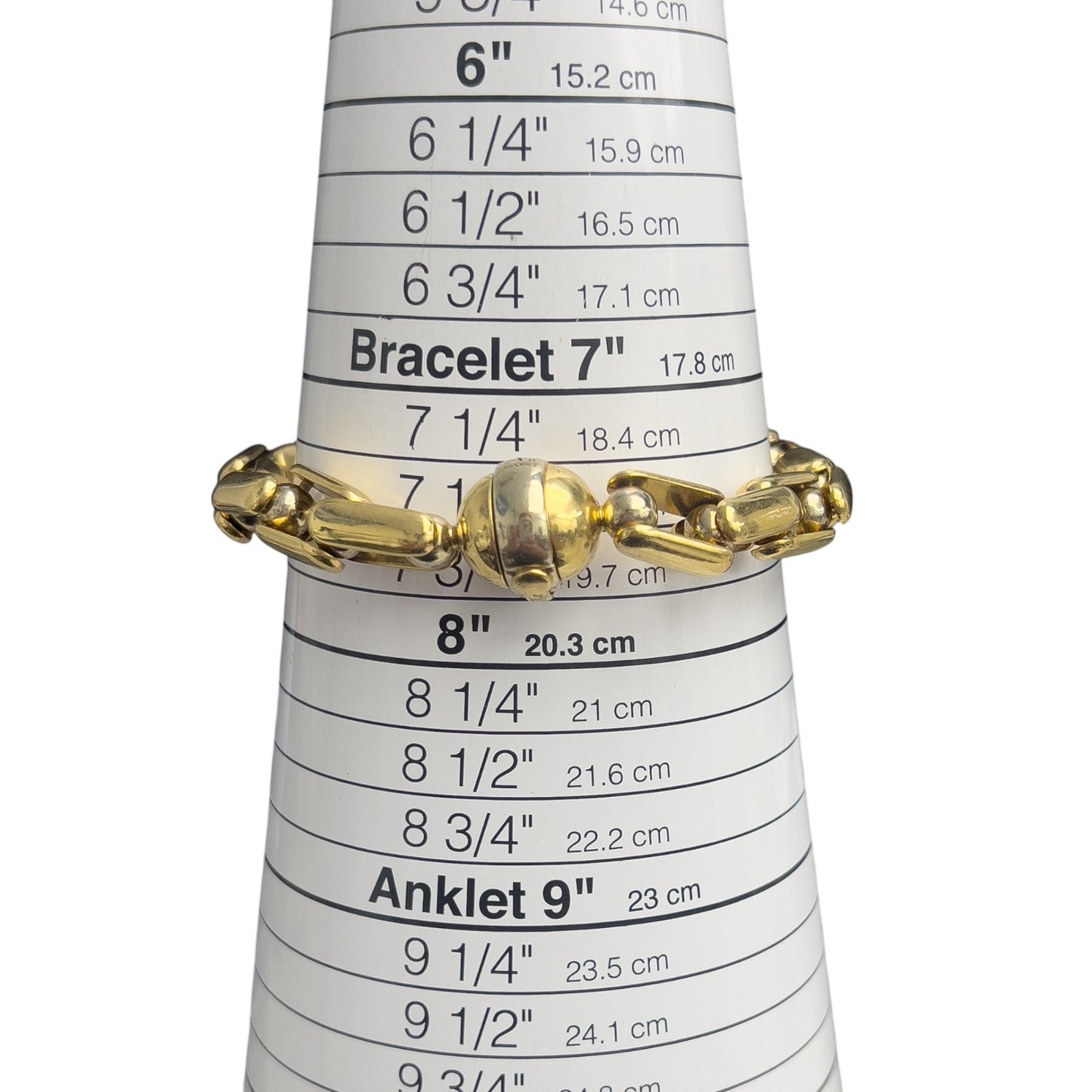 Baraka 18k Yellow Gold Box Link Chain Fancy Ball Clasp Bracelet 61g HEAVY ITALY