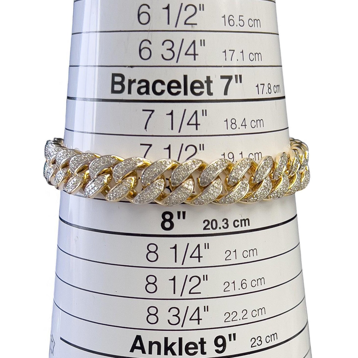 14k White & Yellow Gold Cuban 11mm Link Diamond Bracelet 3.80ctw 66.3g 8.00"