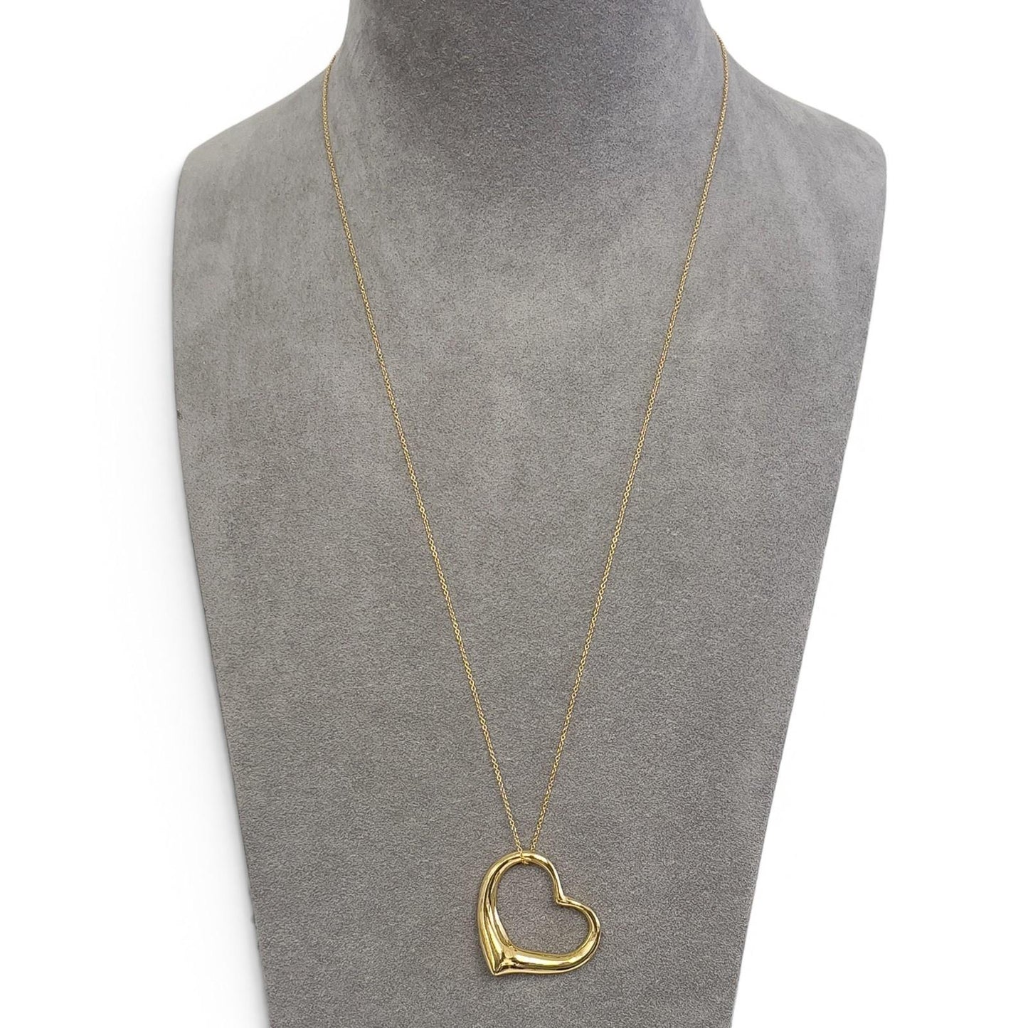Tiffany & Co. Elsa Peretti 36mm Open Heart 18k Yellow Gold Necklace 26" SPAIN