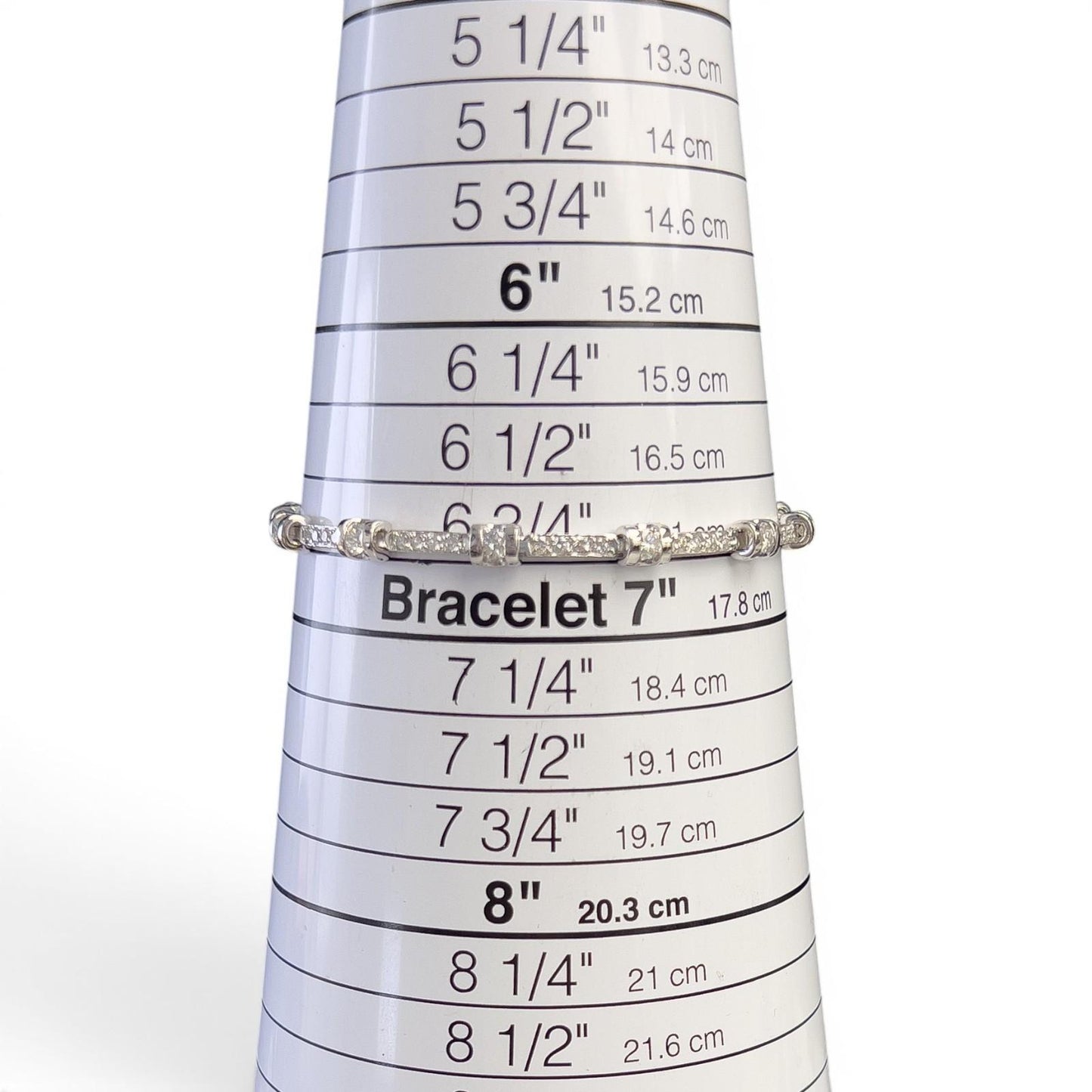 14k White Gold Round Diamond Bar & Station Tennis Bracelet 2.17ctw J SI1 7.00"