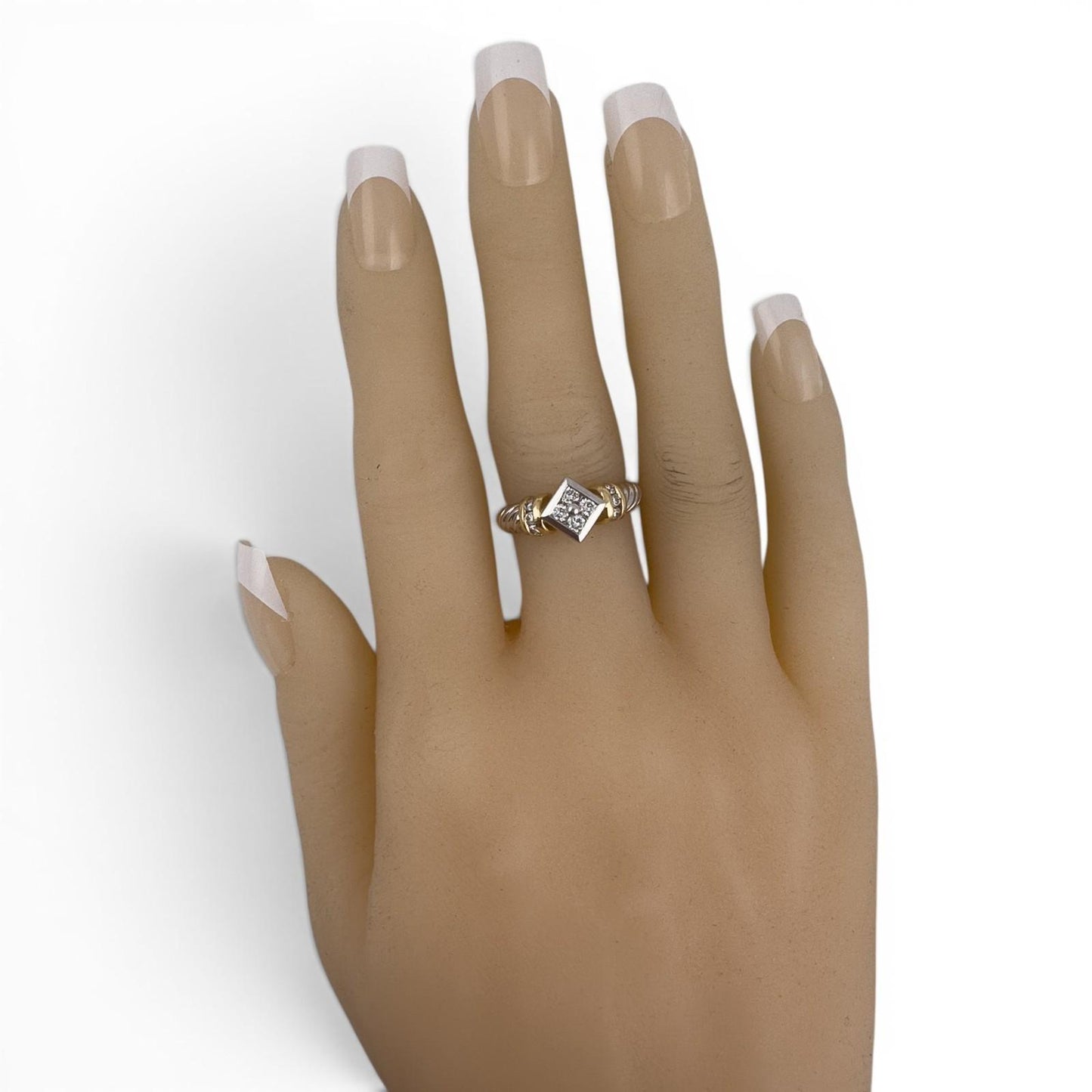 14k White & Yellow Gold Diamond Cable Shank Ring 0.25ctw G VS2 5.5g Size 7