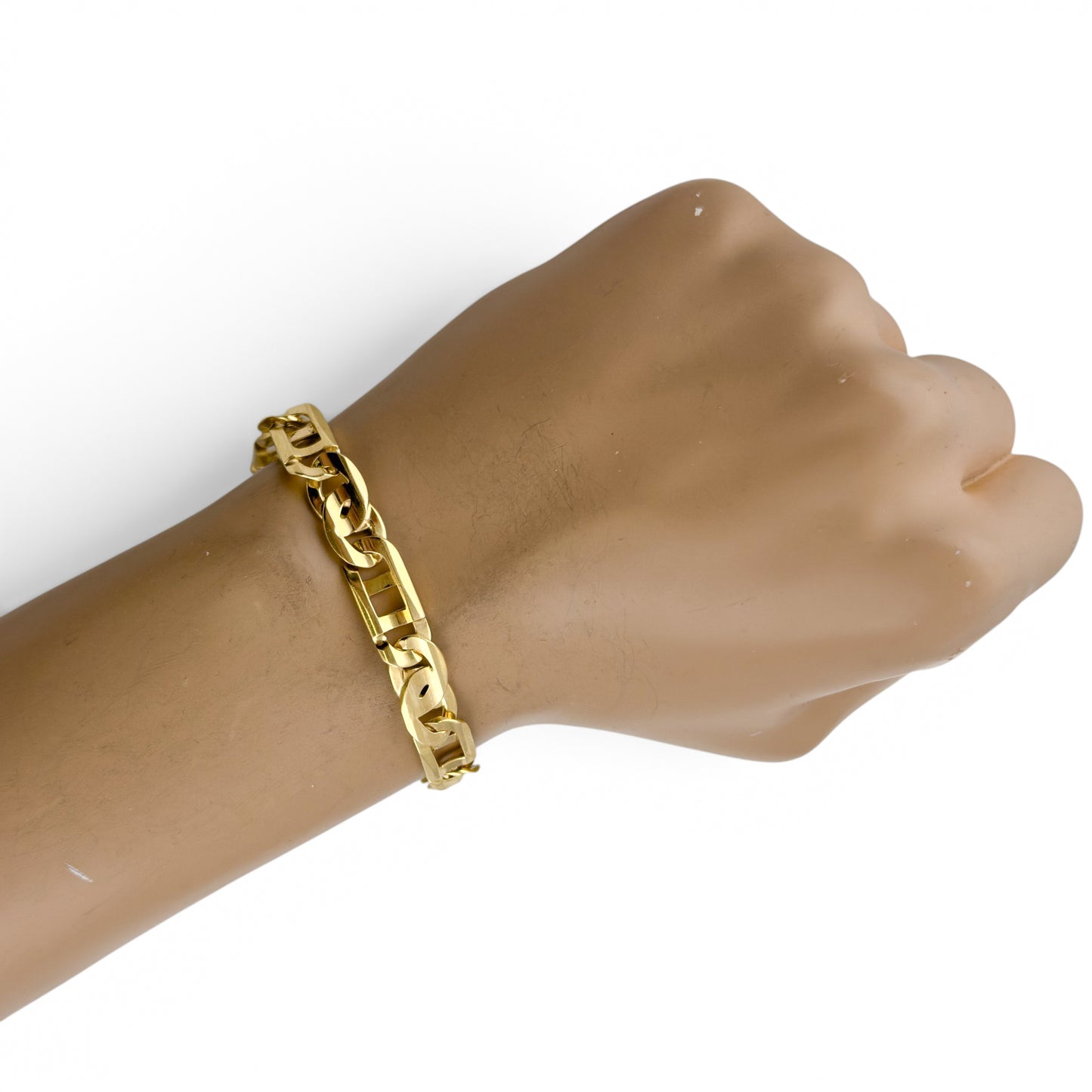 14k Yellow Gold Tiger Eye Mariner Link 8.85mm Bracelet 8.25" 30.6g ITALY