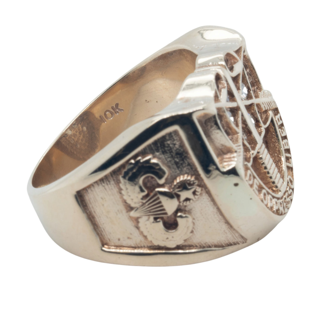 Special Forces Airborne 'Green Beret' 10k Yellow Gold Diamond Signet Ring SZ 12