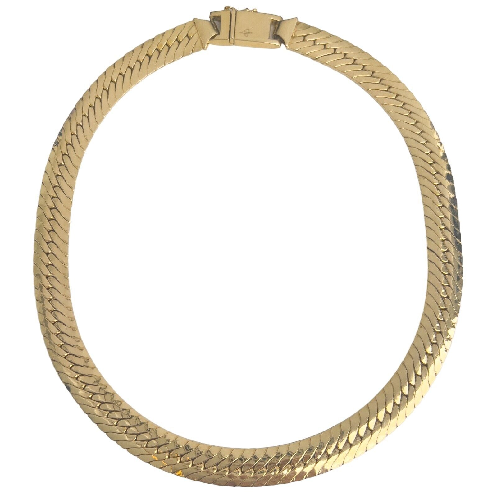 18k Yellow Gold Herringbone Link 10.85mm Chain Necklace 16.5