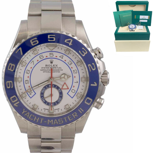 2019 Rolex Yacht-Master II Stainless White Blue 44mm Watch 116680 BOX PAPERS
