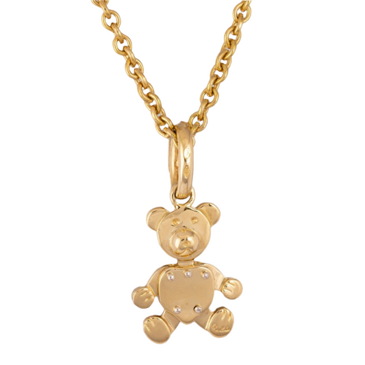 Pomellato Orsetto 18k Yellow Gold MEDIUM Teddy Bear Charm with Chain 19.7g