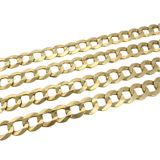14k Yellow Gold Flat Cuban Curb Link 7.00mm Chain Necklace 26" 31.3g