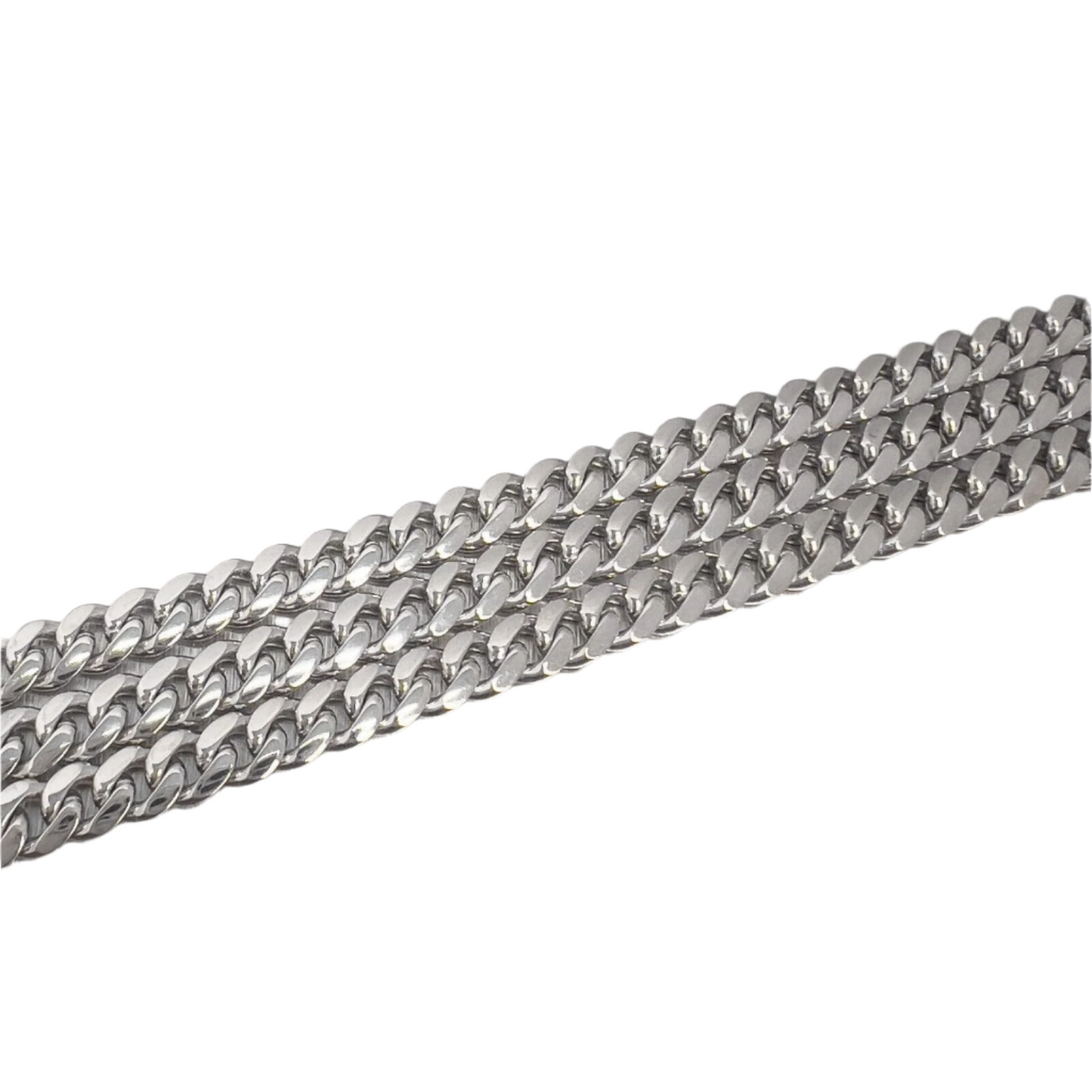 14k White Gold Flat Cuban Link 5.00mm Chain Necklace 21.5" 34.6g ITALY