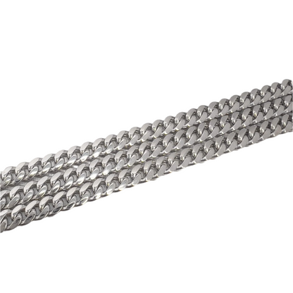 14k White Gold Flat Cuban Link 5.00mm Chain Necklace 21.5" 34.6g ITALY