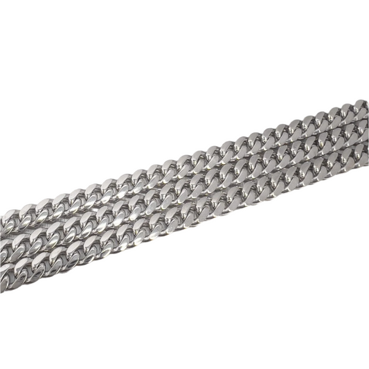 14k White Gold Flat Cuban Link 5.00mm Chain Necklace 21.5" 34.6g ITALY