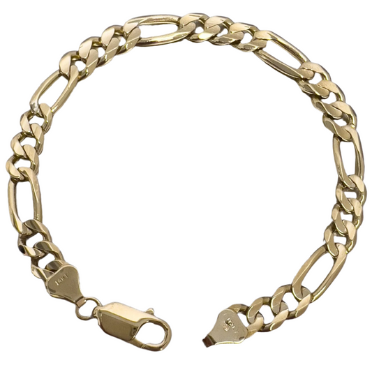 14k Yellow Gold Figaro Link Chain Bracelet 8.75" 18.7 grams 8.15mm ITALY