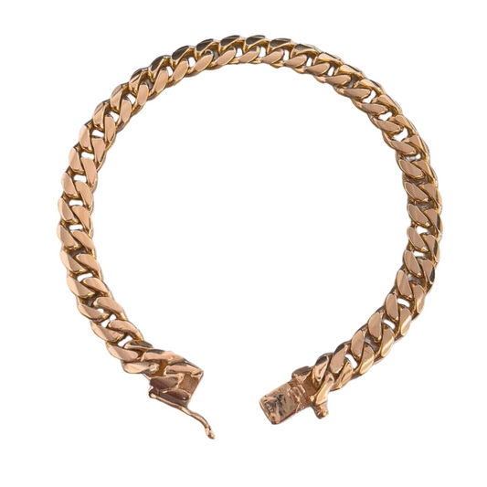 18k Rose Gold Cuban Link 6.50mm Hidden Box Clasp Bracelet 7.25" 28g