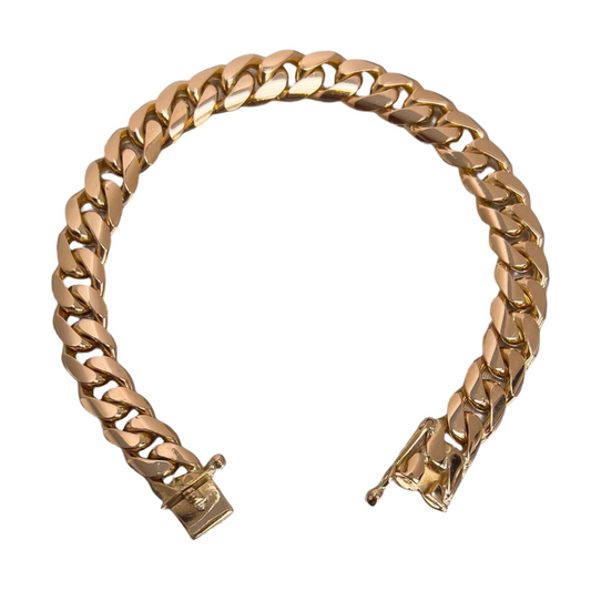 18k Rose Gold Cuban Curb Link Box Clasp Bracelet 7.25" 39.8g 8.50mm